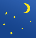 Grafik: Nachthimmel mit Sichelmond und Sternen